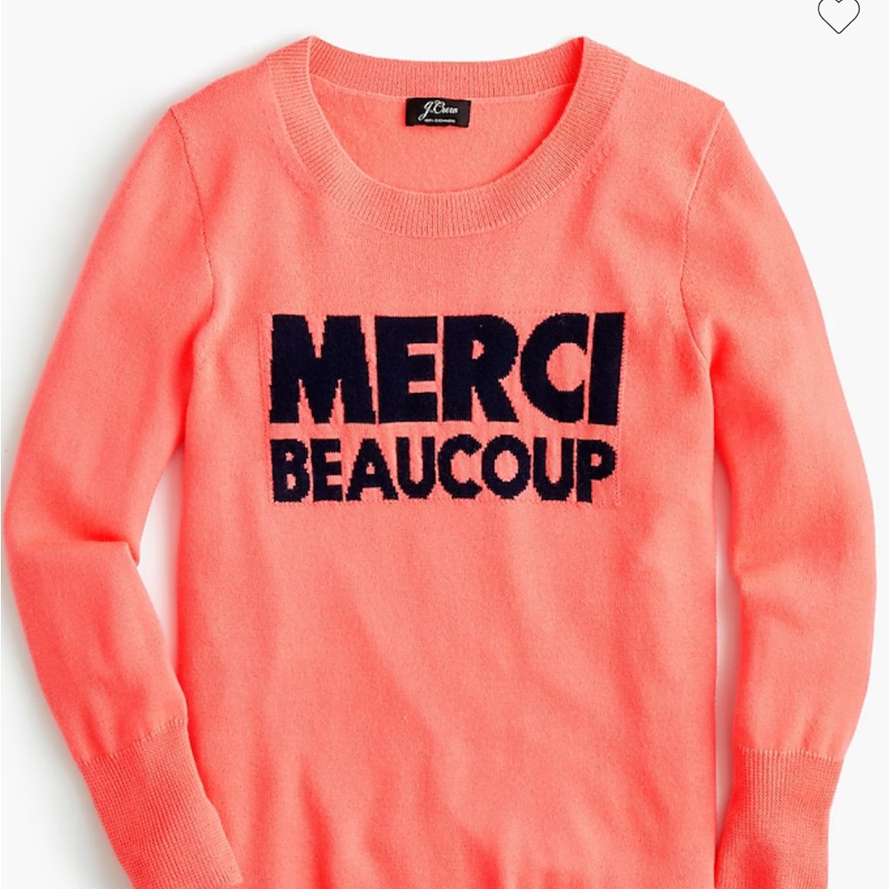 J. Crew cashmere crewneck sweater Merci Beaucoup